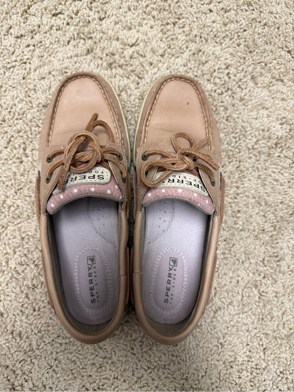 Sperry Pink-Tan Leather Boat Shoes